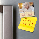 In Loving Memory Sympathy Photo Magnet<br><div class="desc">A modern sympathy magnet features photo along the top with script and class font overlaying on light dusty yellow. Decorative heart,  this magnet is a true keepsake.</div>