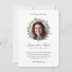 In Loving Memory Thank You Funeral Card