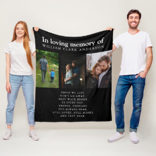 In Loving Memory Three Photo Poem Tribute Blanket