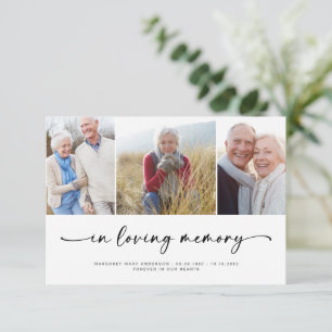 In Loving Memory Three Photos Funeral Sympathy Thank You Card
