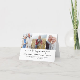 In Loving Memory Three Photos Funeral Sympathy Thank You Card
