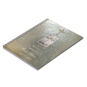 In Loving Memory Typography Golden Cross Photo Notebook