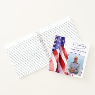 In Loving Memory US Flag Funeral Guest Book