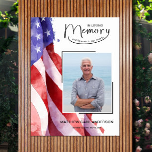 In Loving Memory US Flag Funeral Memorial Poster