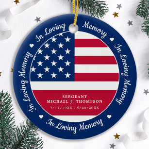 In Loving Memory Veteran American Flag Memorial Ceramic Tree Decoration