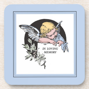 In Loving Memory Vintage Angel, Remembrance on Blu Coaster