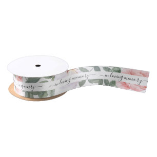 In Loving Memory Watercolor Floral Satin Ribbon