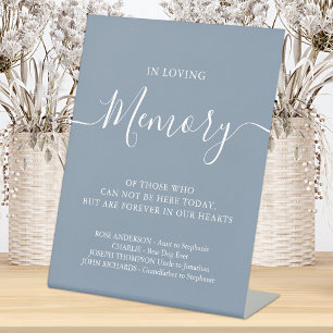 In Loving Memory Wedding Memorial Dusty Blue Pedestal Sign