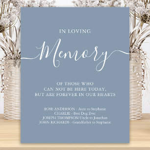 In Loving Memory Wedding Memorial Dusty Blue Poster