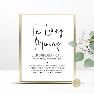 In Loving Memory, Wedding Memorial Table Poster