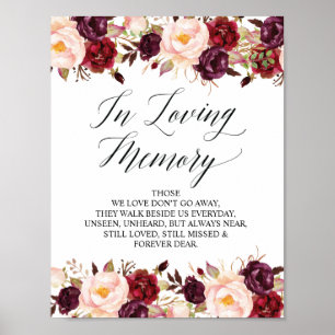 In loving memory Wedding Memorial Table Sign
