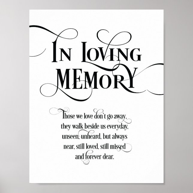 In loving memory Wedding Memorial Table Sign (Front)