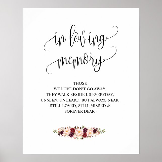 In loving memory Wedding Memorial Table Sign v12 (Front)