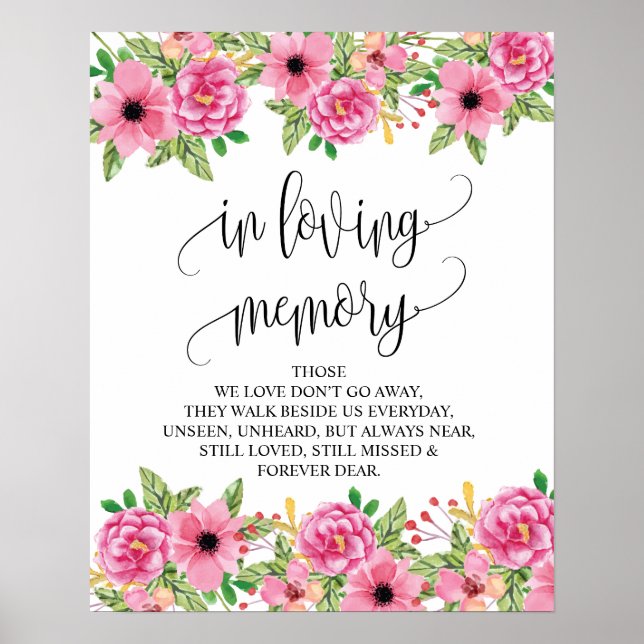 In loving memory Wedding Memorial Table Sign v12 (Front)
