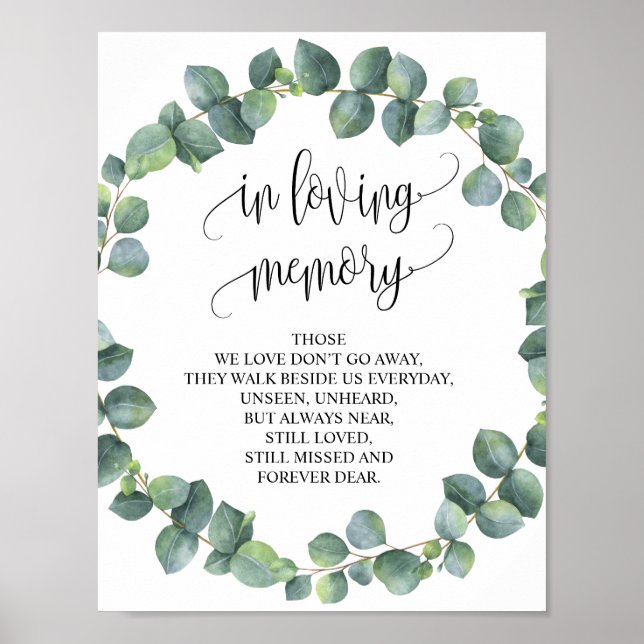 In loving memory Wedding Memorial Table Sign v13 (Front)
