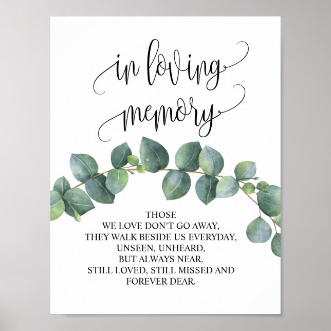 In loving memory Wedding Memorial Table Sign v15 (Front)