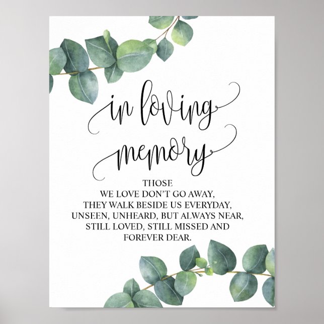 In loving memory Wedding Memorial Table Sign v17 (Front)