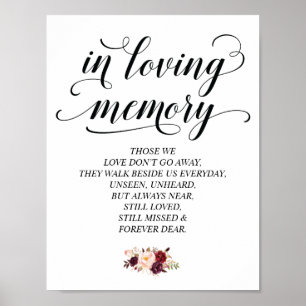 In loving memory Wedding Memorial Table Sign v22