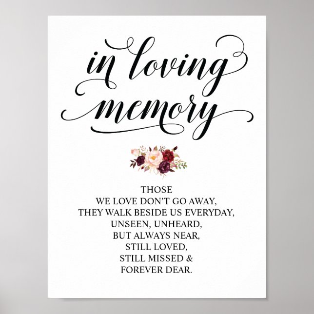 In loving memory Wedding Memorial Table Sign v27 (Front)