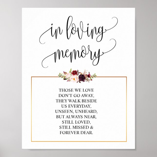 In loving memory Wedding Memorial Table Sign v5 (Front)