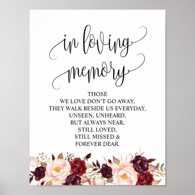 In loving memory Wedding Memorial Table Sign v6 (Front)