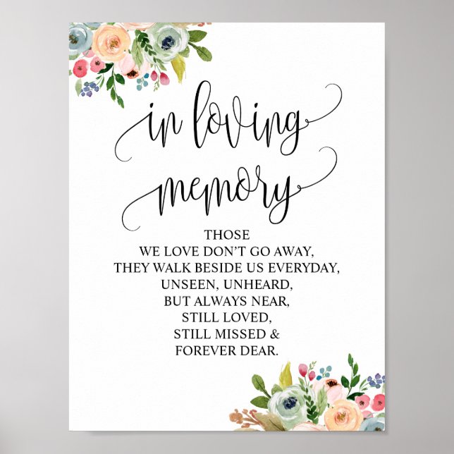 In loving memory Wedding Memorial Table Sign v8 (Front)