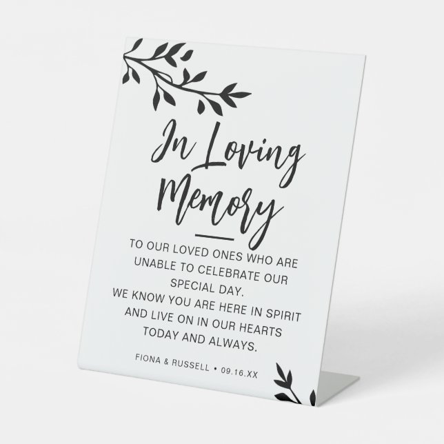 In Loving Memory Wedding Personalised Pedestal Sign (Front)