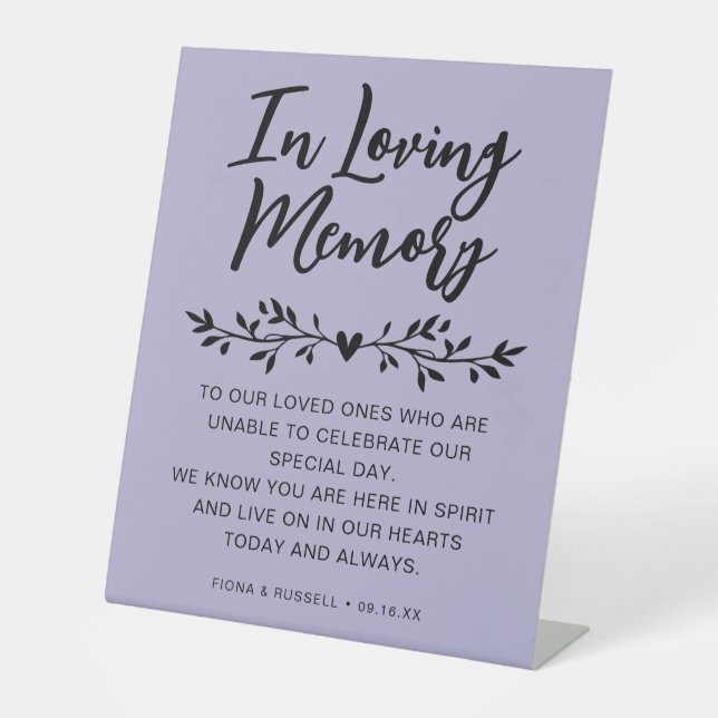 In Loving Memory Wedding Personalised Pedestal Sign (Front)
