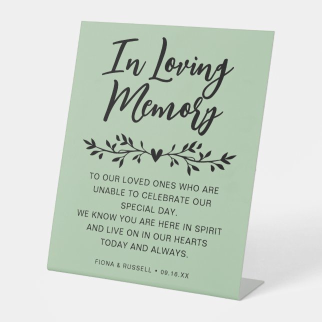 In Loving Memory Wedding Personalised Pedestal Sign (Front)