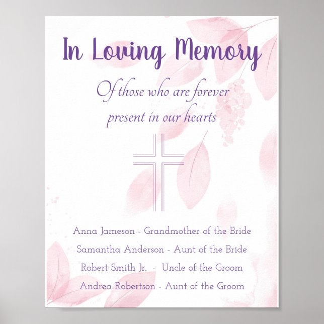 In Loving Memory Wedding Sign (Front)