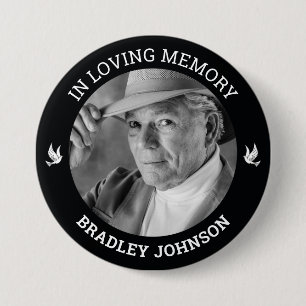In Loving Memory White Doves   Photo Memorial 7.5 Cm Round Badge