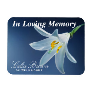 In Loving Memory White Lily   Funeral, Memorial Magnet