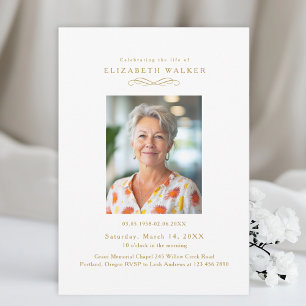 In Loving Memory White Photo Funeral Invitation