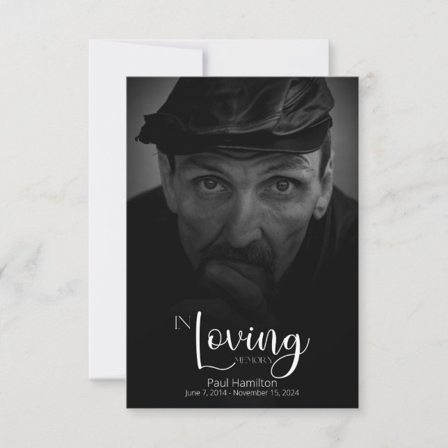 In Loving Memory White Script Thank You Card (Front)