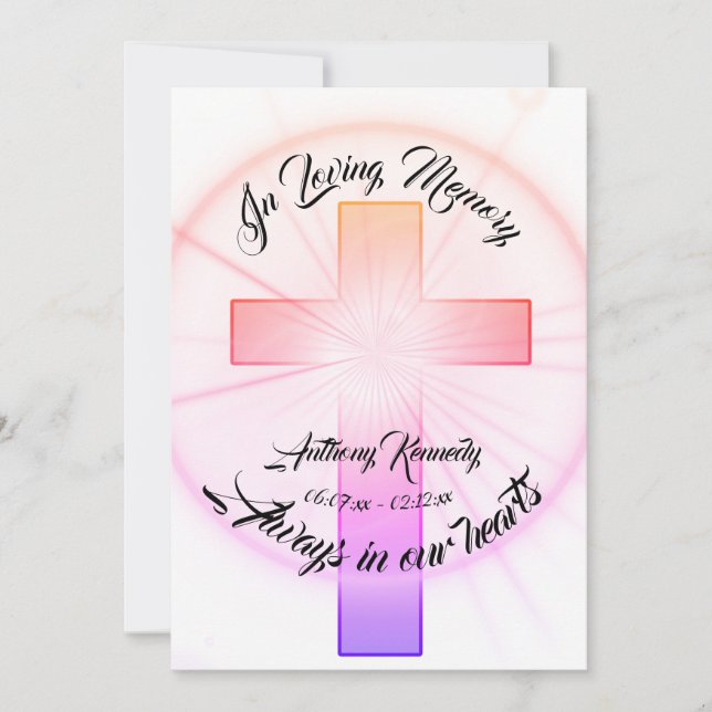  In Loving Memory with Cross Invitation (Front)