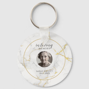 In Loving Memory with Photo marble gold Key Ring