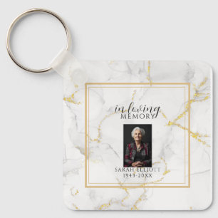 In Loving Memory with Photo marble gold Key Ring