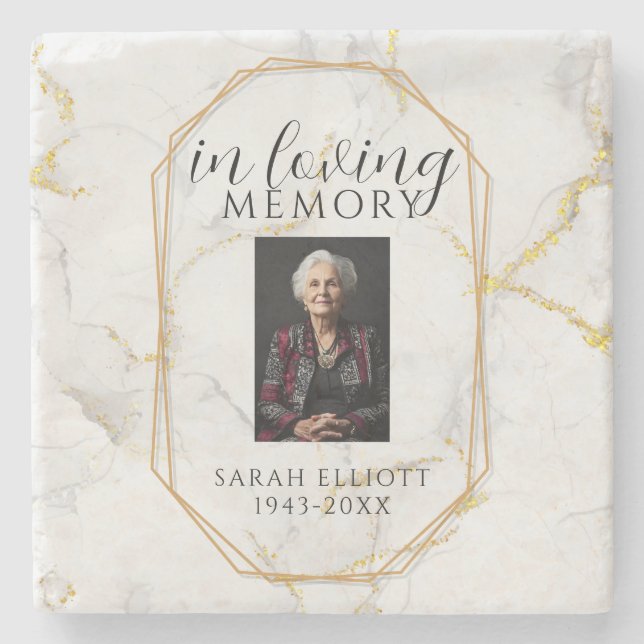 In Loving Memory with Photo | marble  Stone Coaster (Front)
