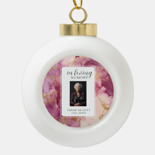 In Loving Memory with Photo Personali Ceramic Ball Christmas Ornament