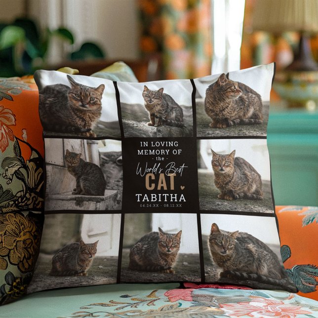 In Loving Memory 'Worlds Best Cat' Keepsake Photo  Cushion (Creator Uploaded)