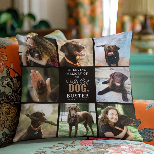 In Loving Memory 'Worlds Best Dog' Keepsake Photo  Cushion (Creator Uploaded)