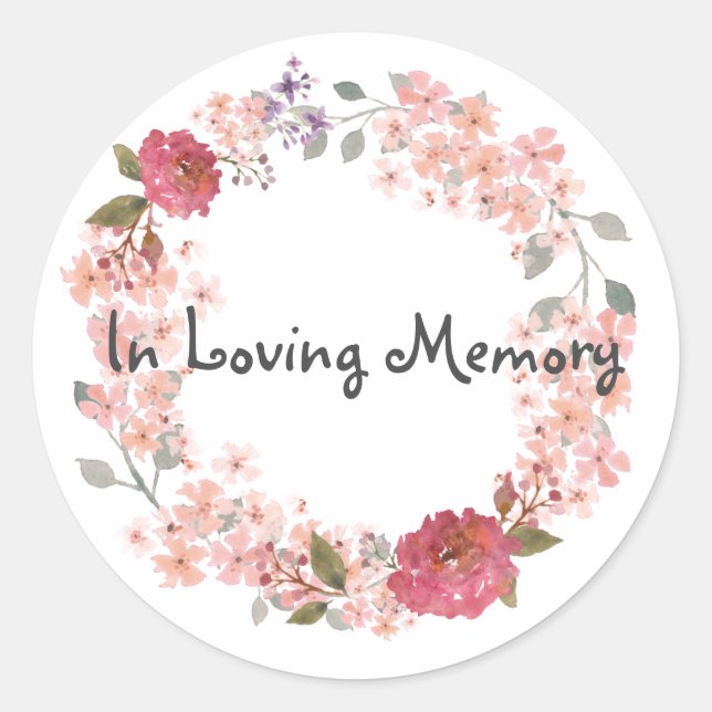 In Loving Memory Wreath Classic Round Sticker (Front)