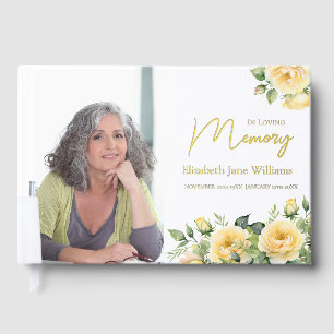 In Loving Memory Yellow Roses 1 Photo  Guest Book