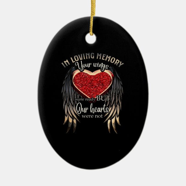 In Loving Memory Your Wings Were Ready Ceramic Tree Decoration (Front)