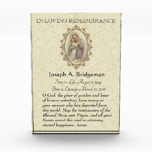 In Loving Remembrance St. Joseph Prayer Keepsake Photo Block