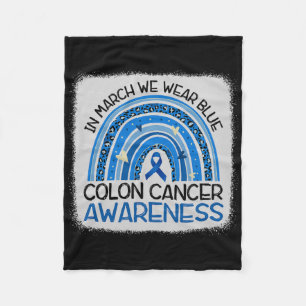 In March Blue Ribbon Colon Cancer Awareness Month Fleece Blanket