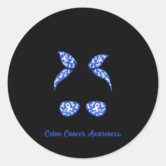 In March We Wear Blue For Colon Cancer Awareness M Classic Round Sticker (Front)