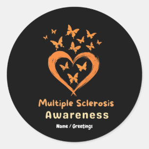In March We Wear Orange Multiple Sclerosis Aware Classic Round Sticker