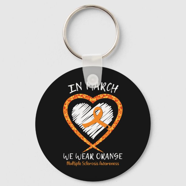 In March We Wear Orange Multiple Sclerosis Awarene Key Ring (Front)