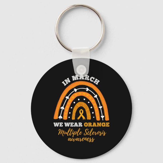 In March We Wear Orange Multiple Sclerosis Awarene Key Ring (Front)